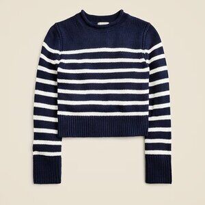 J. Crew Heritage Cotton Rollneck Sweater in Stripe Navy/White